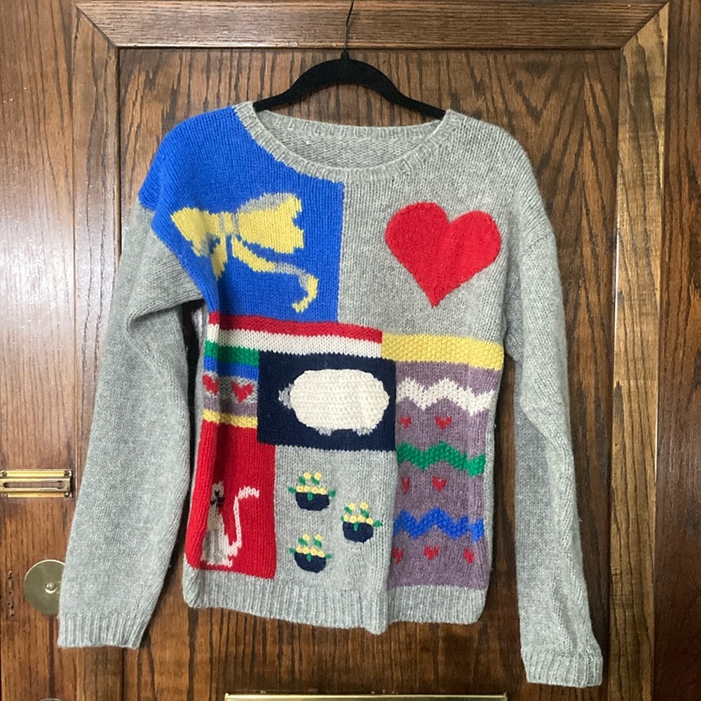 Unique Handknit Patchwork Sweater - image 1